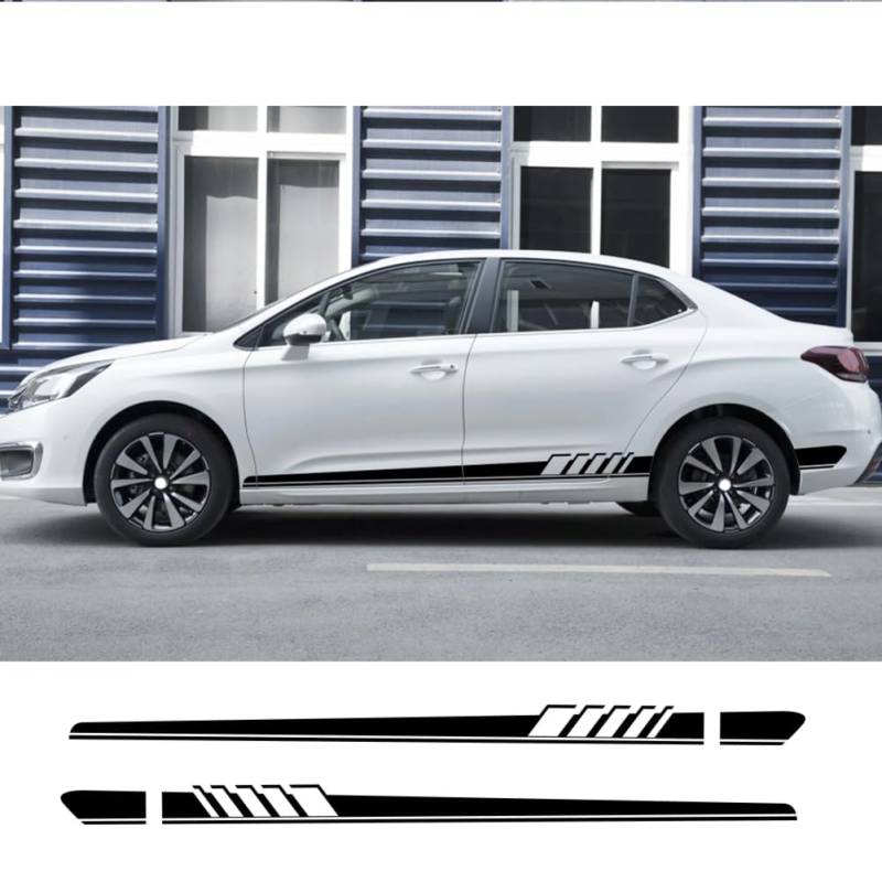 2Pcs Car Long Door Side PVC Stickers Sport Styling Vinyl Decals, for Citroen C4 C1 C5 C3 C6 C-Elysee VTS Auto Tuning Accessories von HASWEX