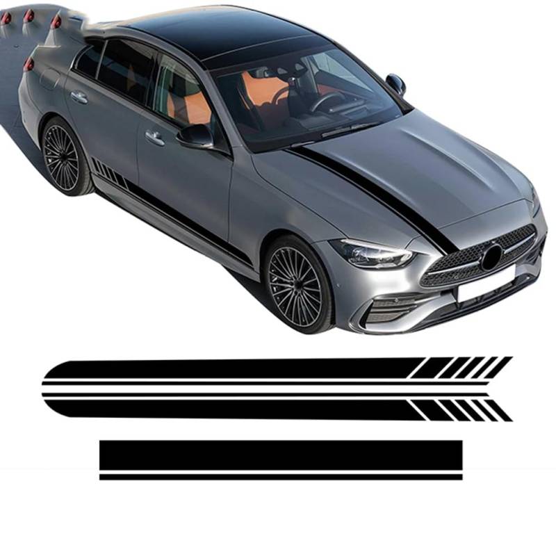 3 Stück Tür-Seitenstreifen-Rock-Aufkleber Edition 1 AMG-Motorhaubenaufkleber, für M=ercedes B=ENZ C-Klasse W206 S206 2021 2022 Zubehör von HASWEX