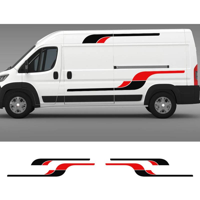 4 STÜCKE Auto Lange Seitenaufkleber Grafik Camper Van Auto Racing Aufkleber, für FIAT Ducato Vinyl Film Zubehör DIY Dekoration von HASWEX