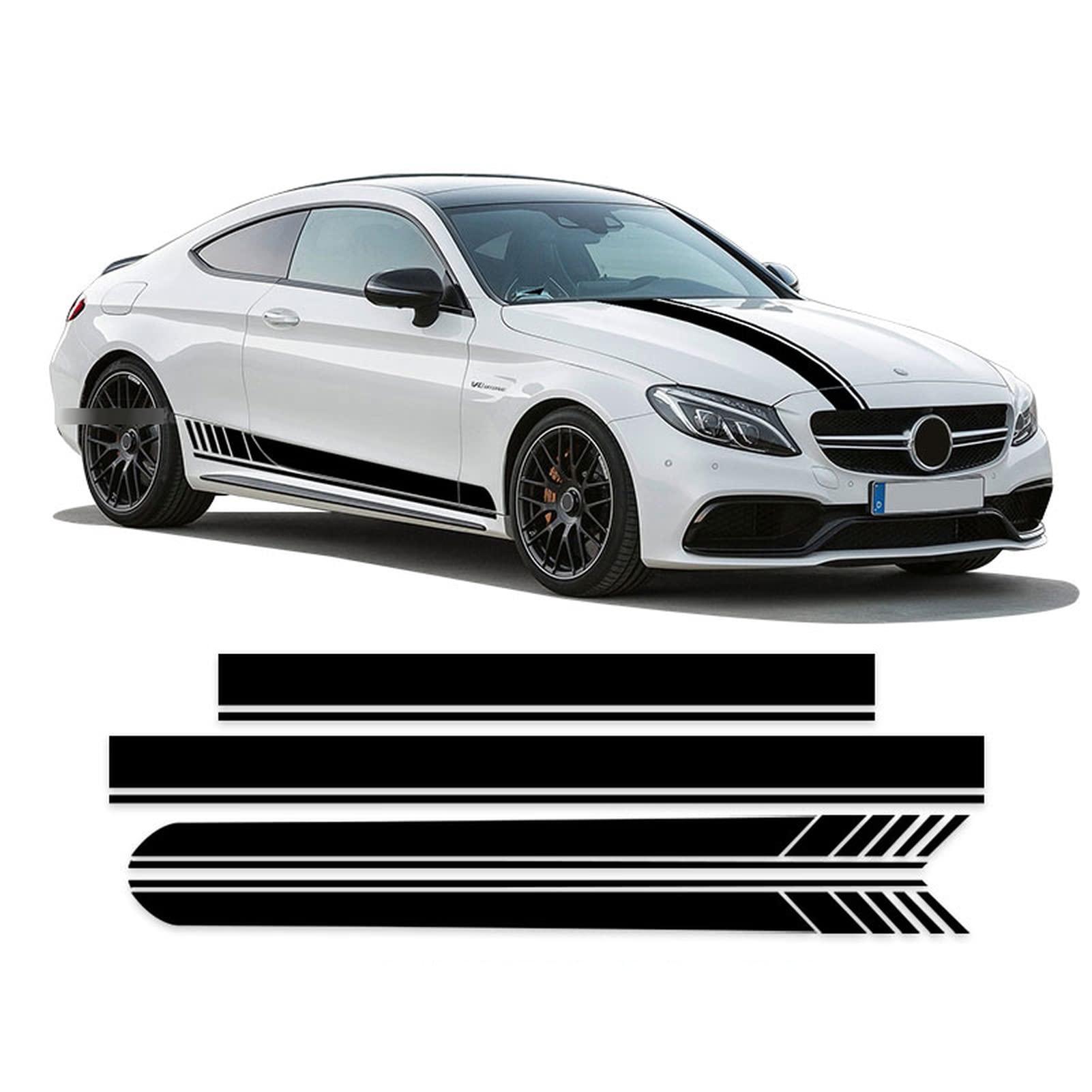 4 Stück Edition One AMG Motorhaube Dach Heck Aufkleber Seitenstreifen Rock Aufkleber, für M=ercedes B=ENZ C Klasse Coupé C205 A205 W205 C63 S205 C43 von HASWEX