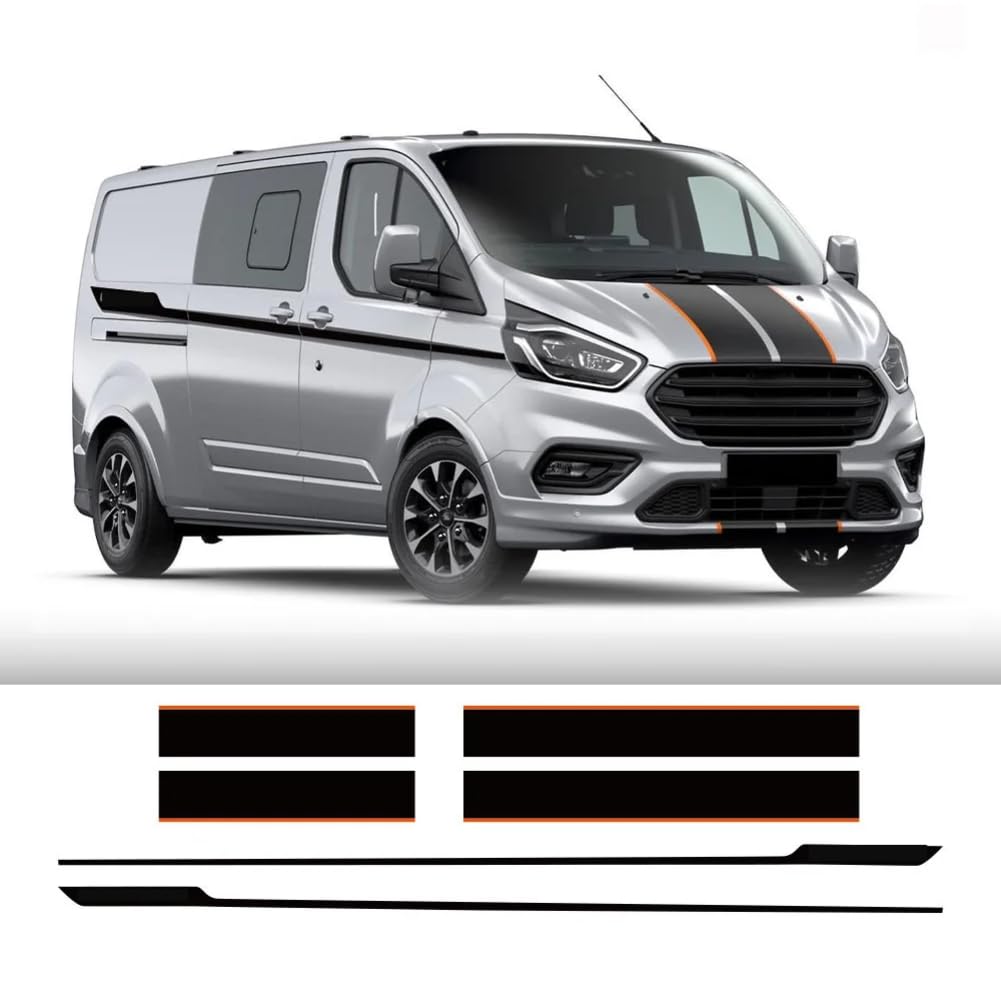 6 Stück/Los Autohaube Seite hintere Tür Aufkleber, für F = ord Transit Tourneo Custom Camper Van Sport Vinyl Decals Tuning Auto Zubehör von HASWEX