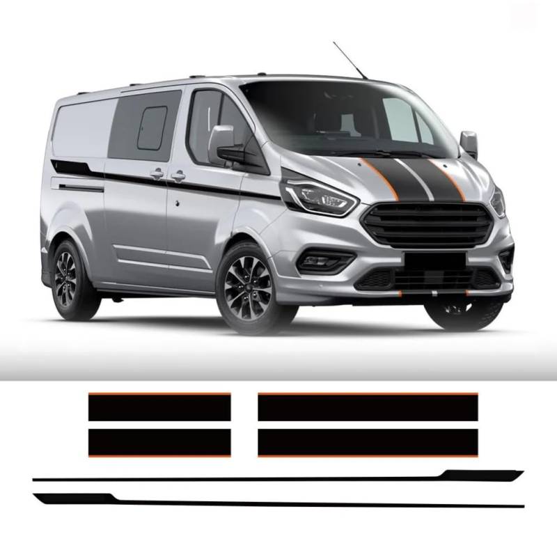 6 Stück/Los Autohaube Seite hintere Tür Aufkleber, für F = ord Transit Tourneo Custom Camper Van Sport Vinyl Decals Tuning Auto Zubehör von HASWEX