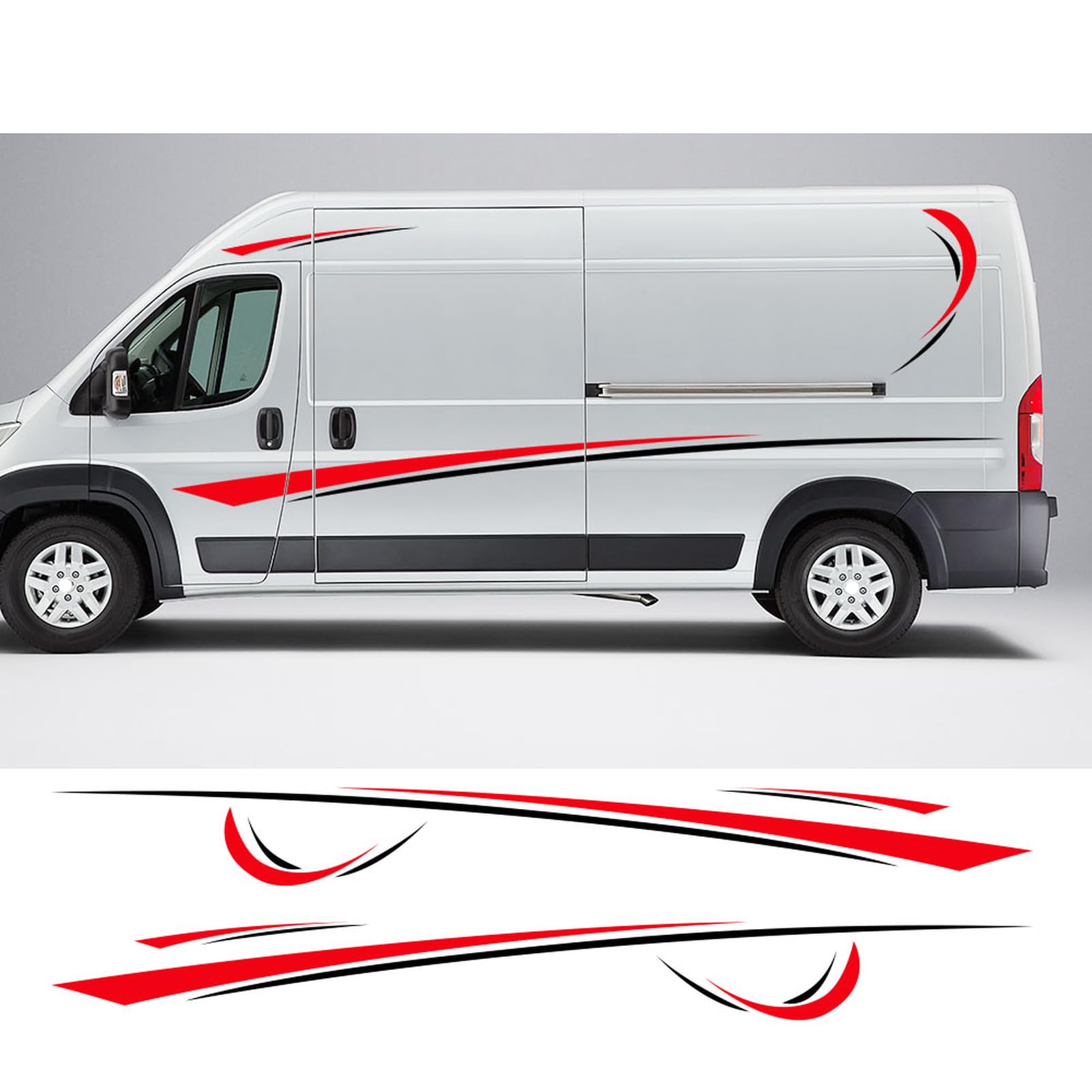 6 Stück/Lot Auto Aufkleber Grafiken Sport Vinyl Streifen Wohnmobil Van Aufkleber, Für Peugeot Boxer, Für Citroen Jumper, Für FIAT Ducato Zubehör von HASWEX