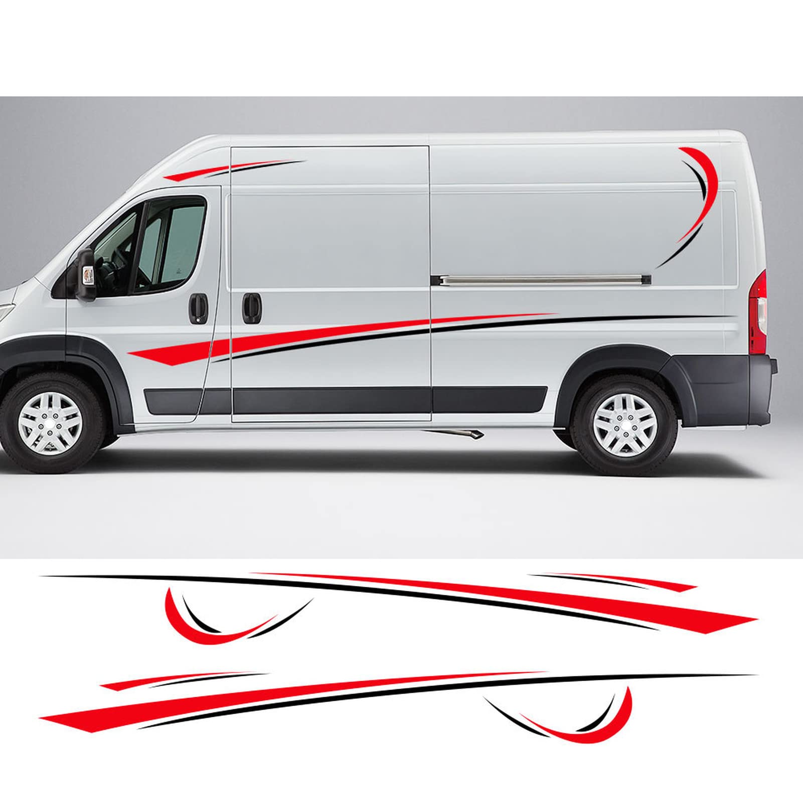 6 Teile/los Auto Aufkleber Grafiken Sport Vinyl Streifen Wohnmobil Aufkleber, Für P=eugeot Boxer Citroen Jumper FIAT Ducato Zubehör von HASWEX