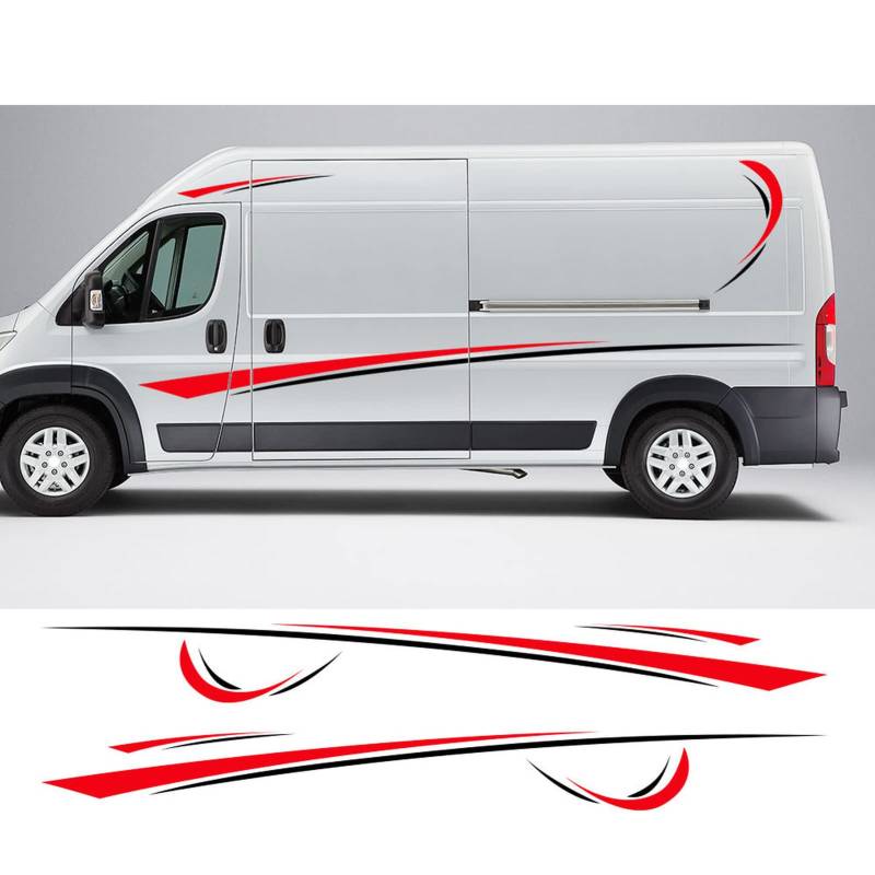 6 Teile/los Auto Aufkleber Grafiken Sport Vinyl Streifen Wohnmobil Aufkleber, Für P=eugeot Boxer Citroen Jumper FIAT Ducato Zubehör von HASWEX