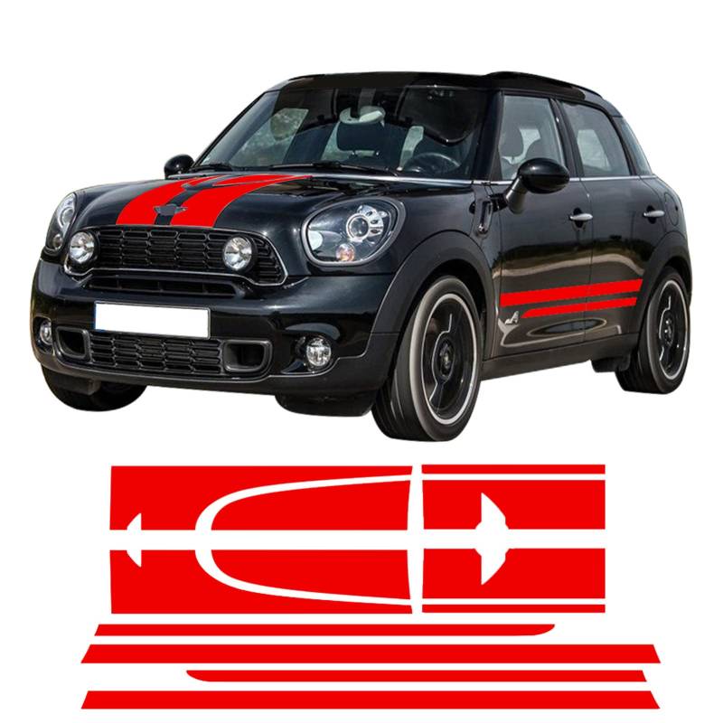 Aufkleber Aufkleber Streifen, für M=INI Countryman R60 John Cooper Works JCW Seite Racing Rock Stripes Motorhaube Heckaufkleber ZUBEHÖR von HASWEX