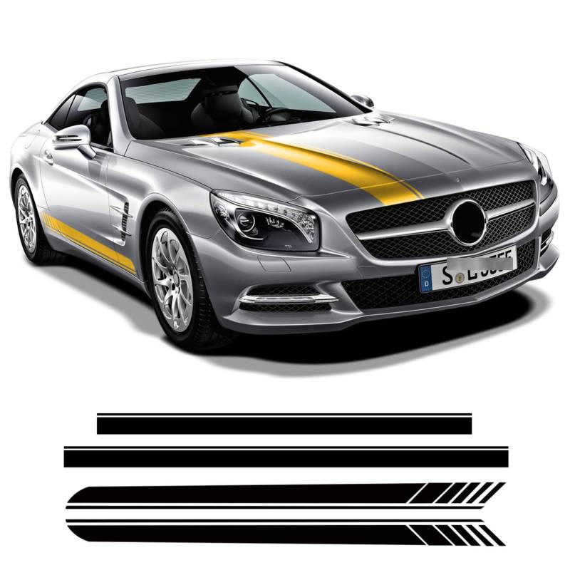 Auto Seitenstreifen Seitenaufkleber Aufkleber, Seitenschwelleraufkleber Motorhaube Heckaufkleber für M = e = rcedes B = e = nz SL Klasse R230 R231 SL500 SL350 AMG von HASWEX