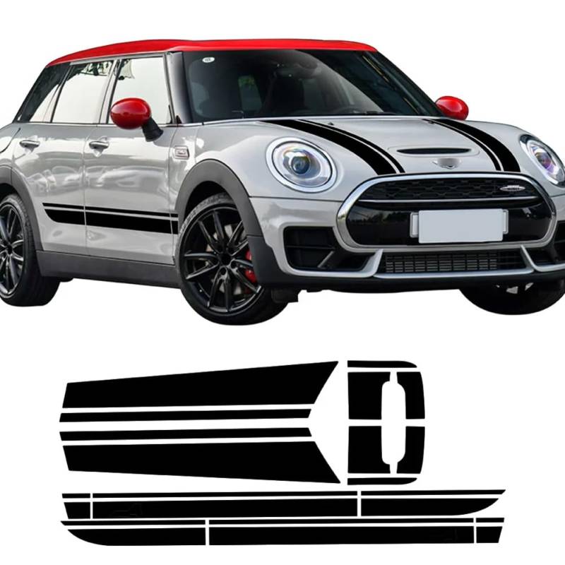 Auto Styling Seitenrock Streifen Aufkleber Motorhaube Motorhaube Kofferraum Hinten Vinyl Aufkleber Kit, Für Mini Clubman JCW F54 Zubehör von HASWEX