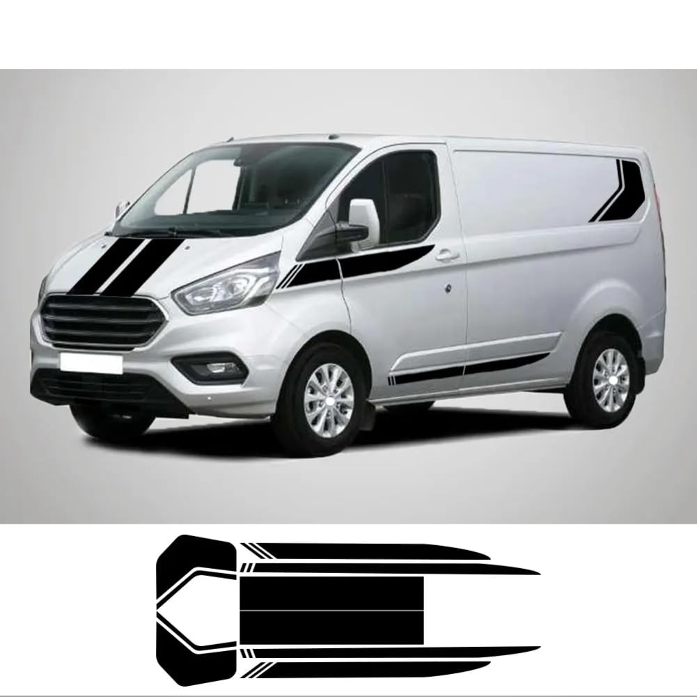 Autoaufkleber Dekoration, für Ford Transit Tourneo Custom MK7 MK8 MK9 Sport Stripe Kit Van Vinyl Aufkleber Auto Tuning Zubehör von HASWEX