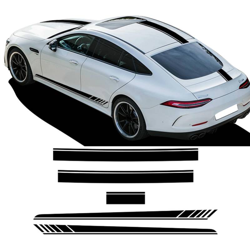 Car Hood Decal Roof Tail Edition 1 Door Side Stripes Skirt Sticker, für B=ENZ AMG GT S X290 GT63 GT43 GT53 Accessories von HASWEX