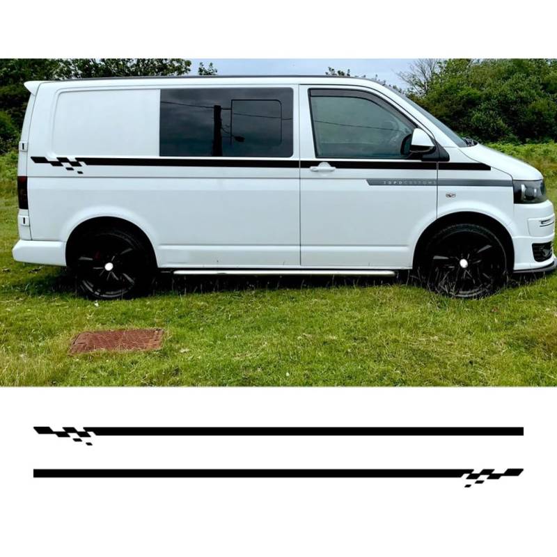 HASWEX Auto Seitenstreifen Seitenaufkleber Aufkleber, Für V=W Transporter T4 T5 T6 Camper Van Side Racing Stripes Graphics Vinyl Zubehör von HASWEX