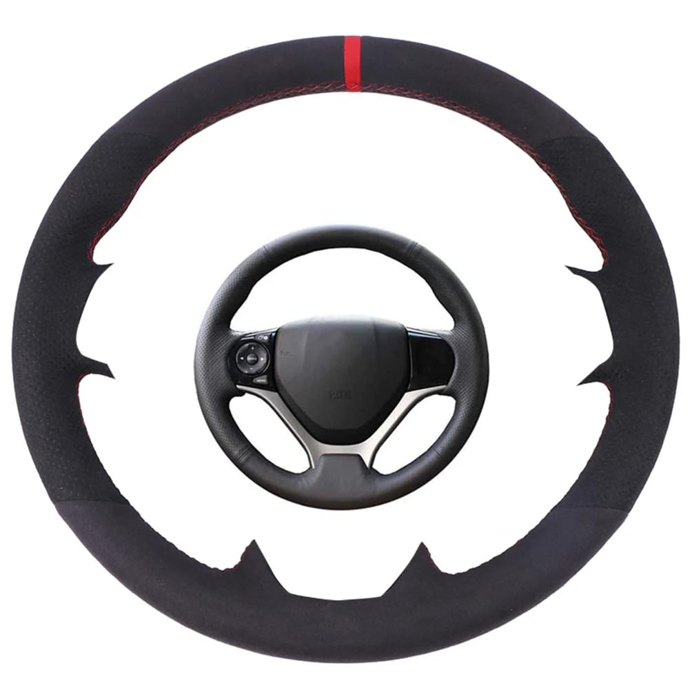 Maßgeschneiderte Auto-Lenkradabdeckung, für Honda Civic Civic 9 2012–2015, schwarzes Wildledergeflecht, für Lenkrad von HASWEX