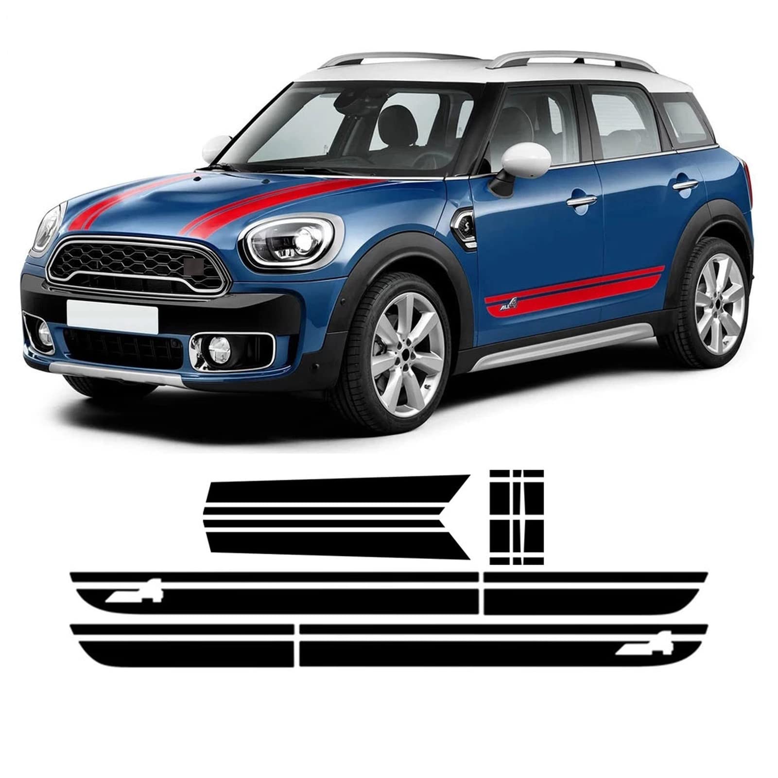 Motorhauben-Aufkleber, Motorhaubenband, hinterer Kofferraum, Seitenstreifen, Rock-Aufkleber, für M=INI Countryman F60 All4 Cooper JCW Zubehör von HASWEX