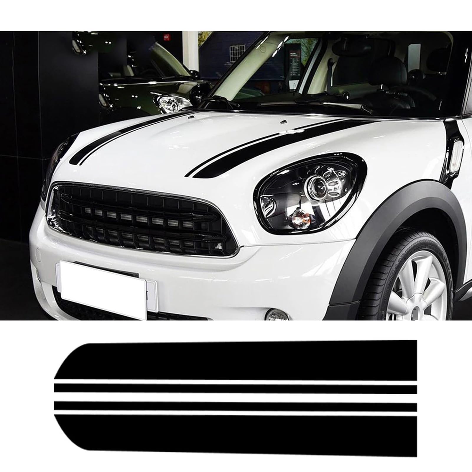 Motorhaubenaufkleber, Motorhaube, Racing-Streifen, Motorabdeckung, Vinyl-Aufkleber, für M=i=n=i C=o=o=p=e=r Countryman R60 Clubman R55 2010–2016 von HASWEX