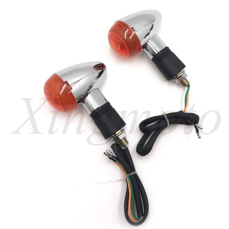 Ersatz von 2X Universal Motorrad Blinker Blinker Bernstein Licht Chrom Metall von HASkulle