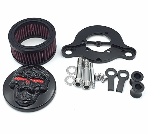 Luftfilter-Ansaugfiltersystem-Kit mit schwarzem Totenkopf und Zombie-Spezialaugen, Kompatibel mit HARLEY Sportster XL883 XL1200 1988-2015 von HASkulle