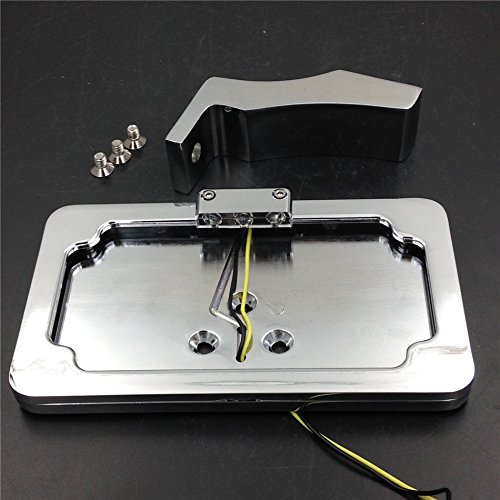 Seitlich montierte Nummernschildhalterung aus Chrom mit LED-Licht, kompatibel mit Kawasaki Ninja ZX/kompatibel mit Suzuki GSXR 600 750 1000 Hayabusa/kompatibel mit Suzuki Katana TL1000 von HASkulle