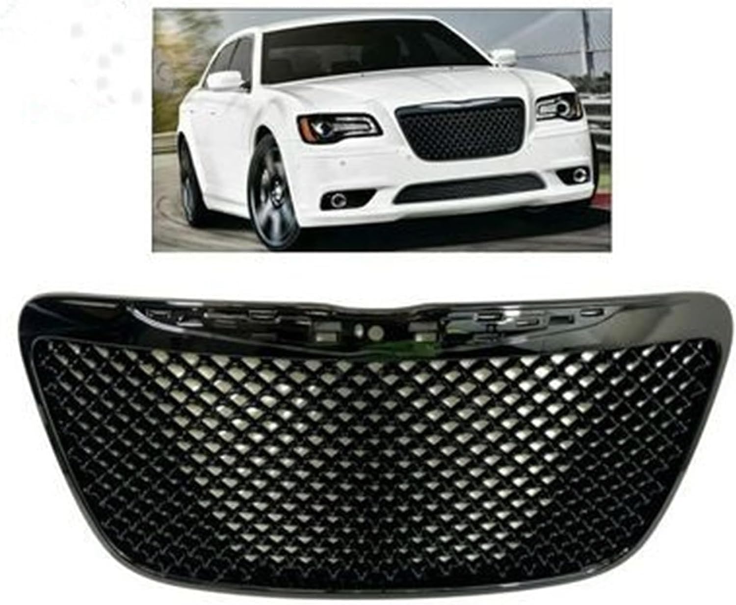 Auto Front Kühlergrill Gitter für Chrysler 300C 2011-2014,Frontgrill Auto Oberen Stoßstange Haube Mesh Kühlergrill Sportgrill von HAVERN