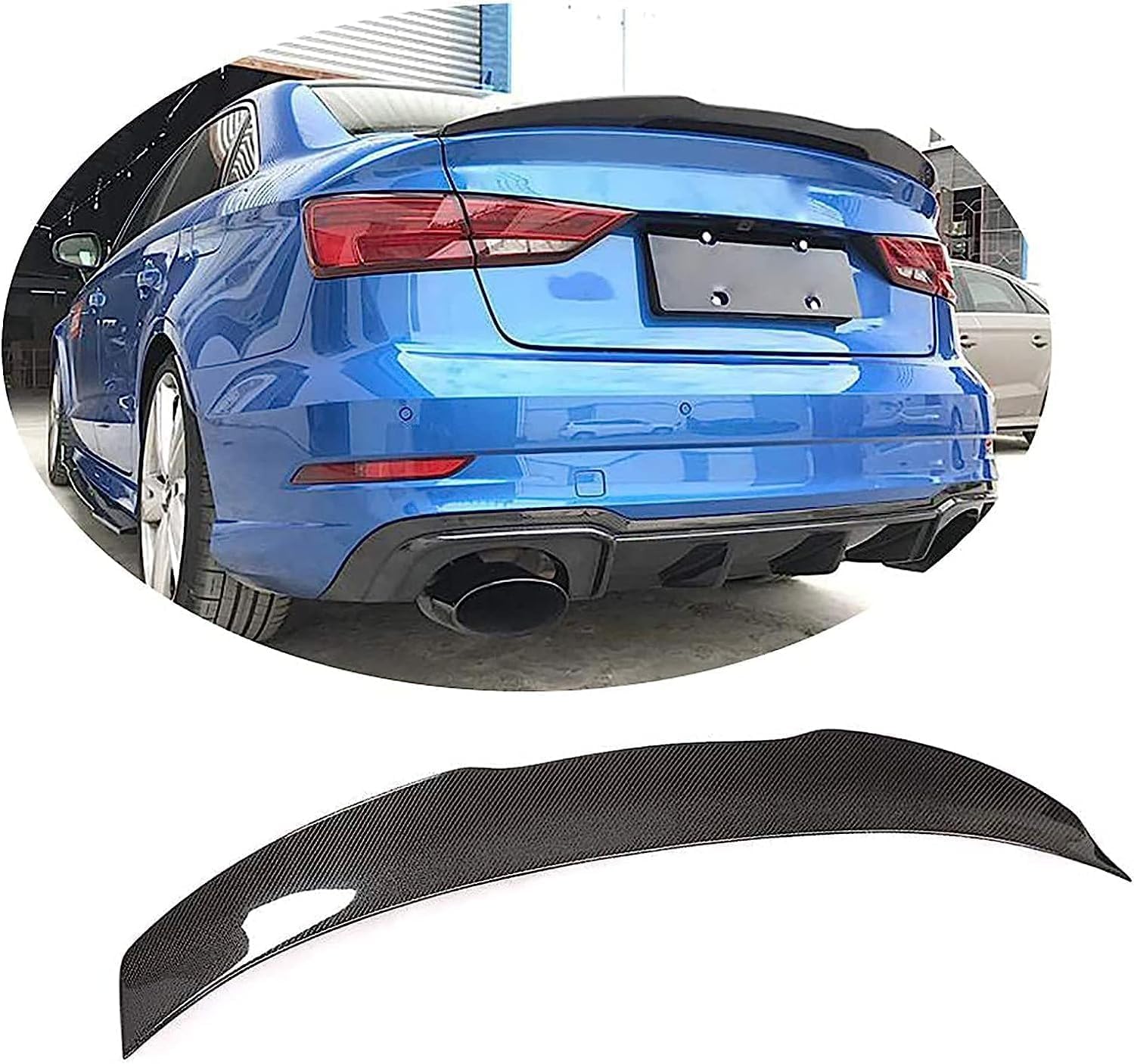 Auto Heckspoiler für Audi A3 8V Base A3 Sline S3 Sedan 2014-2019, Auto Heckstoßstange Spoiler Heckspoiler Kohlefaser Stoßstange Schützen Abdeckung Zubehör von HAVERN