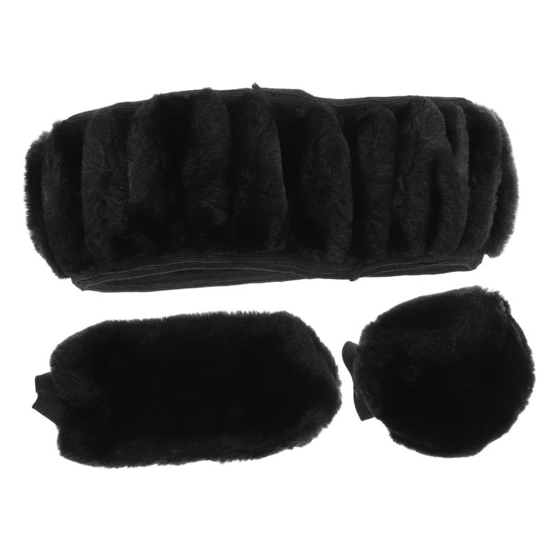 HAWILLOSCH 1 Set Auto Lenkrad Winter Winter Lenkrad Flauschig Gangschaltung Auto Dekor Lenkrad Kit Schwarz Künstlicher Plüsch von HAWILLOSCH