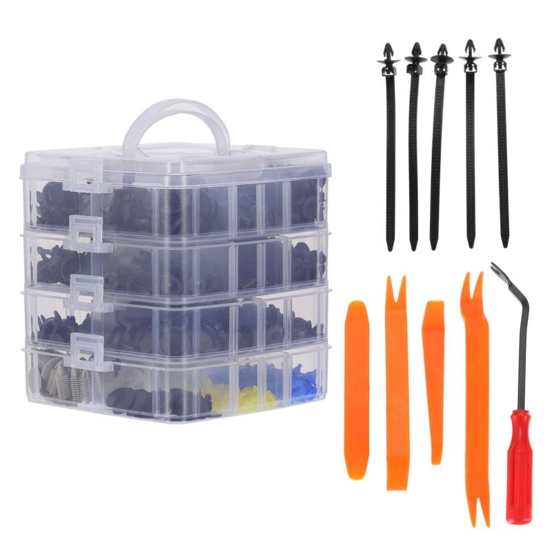 HAWILLOSCH 650PCS Clips Set Für Auto Türverkleidung Stoßfänger Kofferraum Und Unterboden Inkl 5 Demontagewerkzeuge 5 Nylonbinder Und 20 Schaumstoffunterlagen von HAWILLOSCH