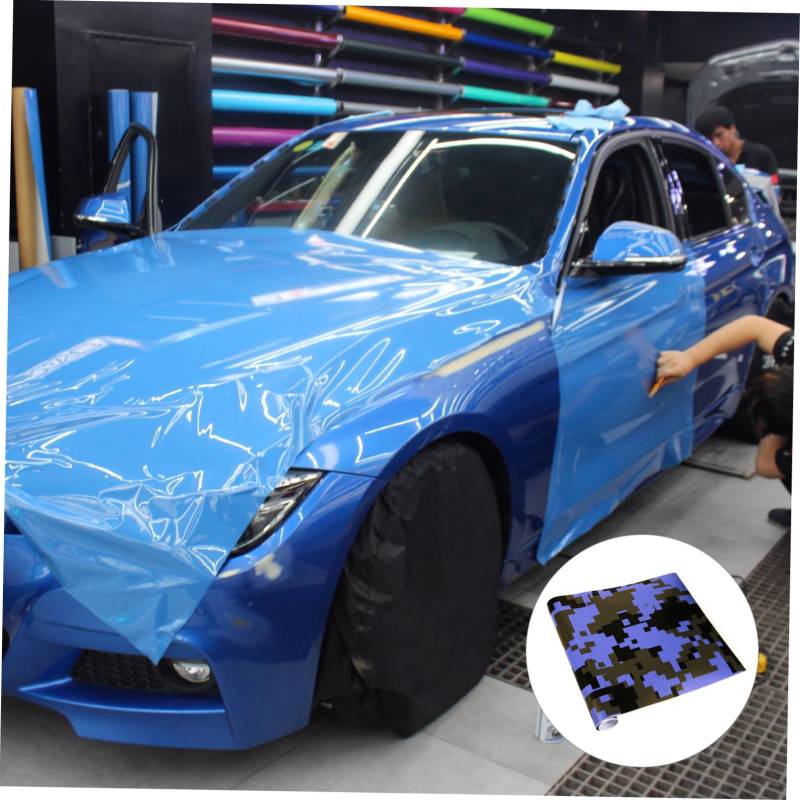 HAWILLOSCH Auto Aufkleber Auto schutzfolie autotattoos Auto-Designfolie Auto Accessories autozubehör Autodekoration Bestickt Auto Wickeln Logo Camouflage-Aufkleber Karosseriedekor PVC Blue von HAWILLOSCH