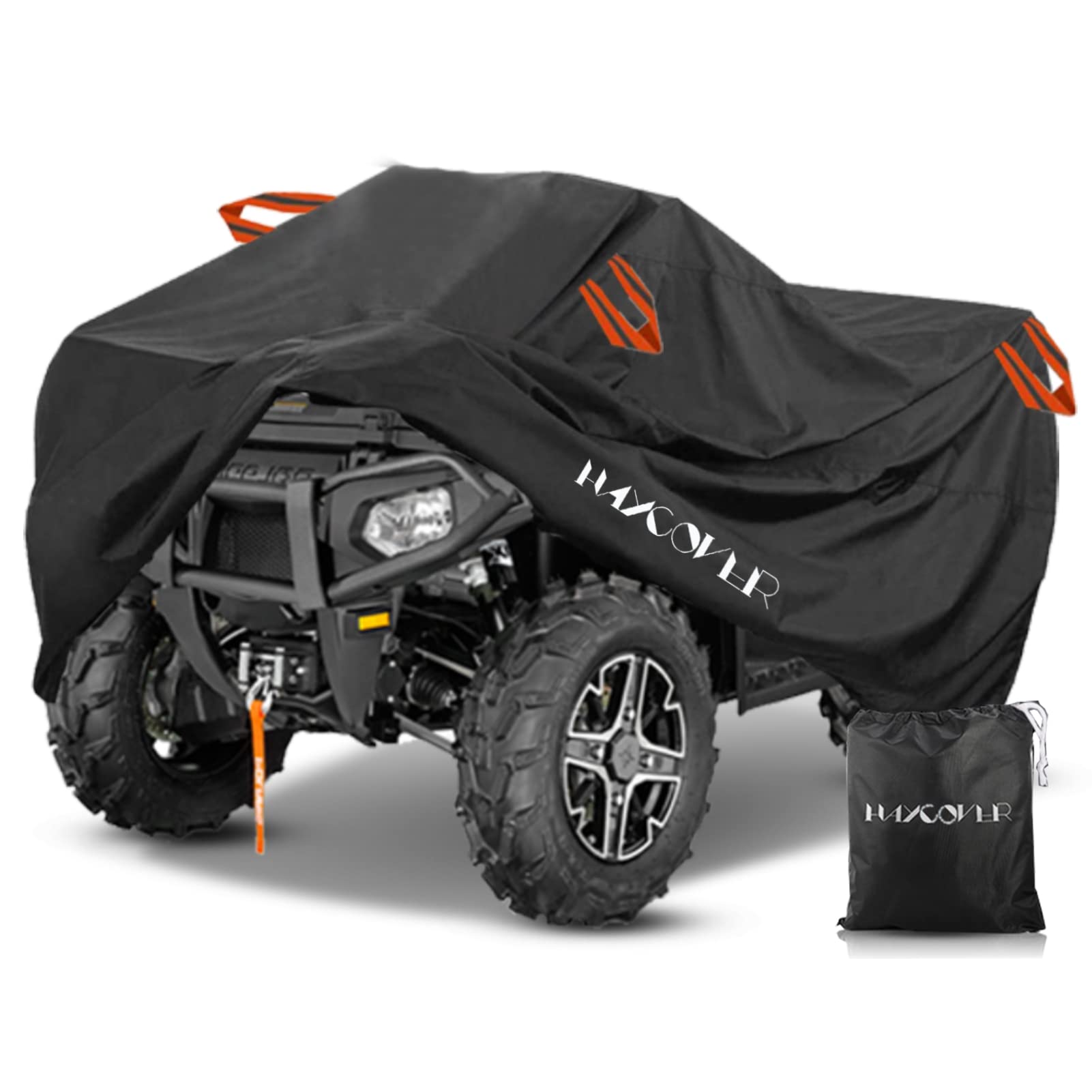 Quad ATV Plane HAYCOVER Fahrzeugabdeckung ATV Schutzhülle 210D Reversible Fabric Winterfest Staub Regen UV Schutz Schwarz mit Silber 256 x 110 x 120 cm von HAYCOVER