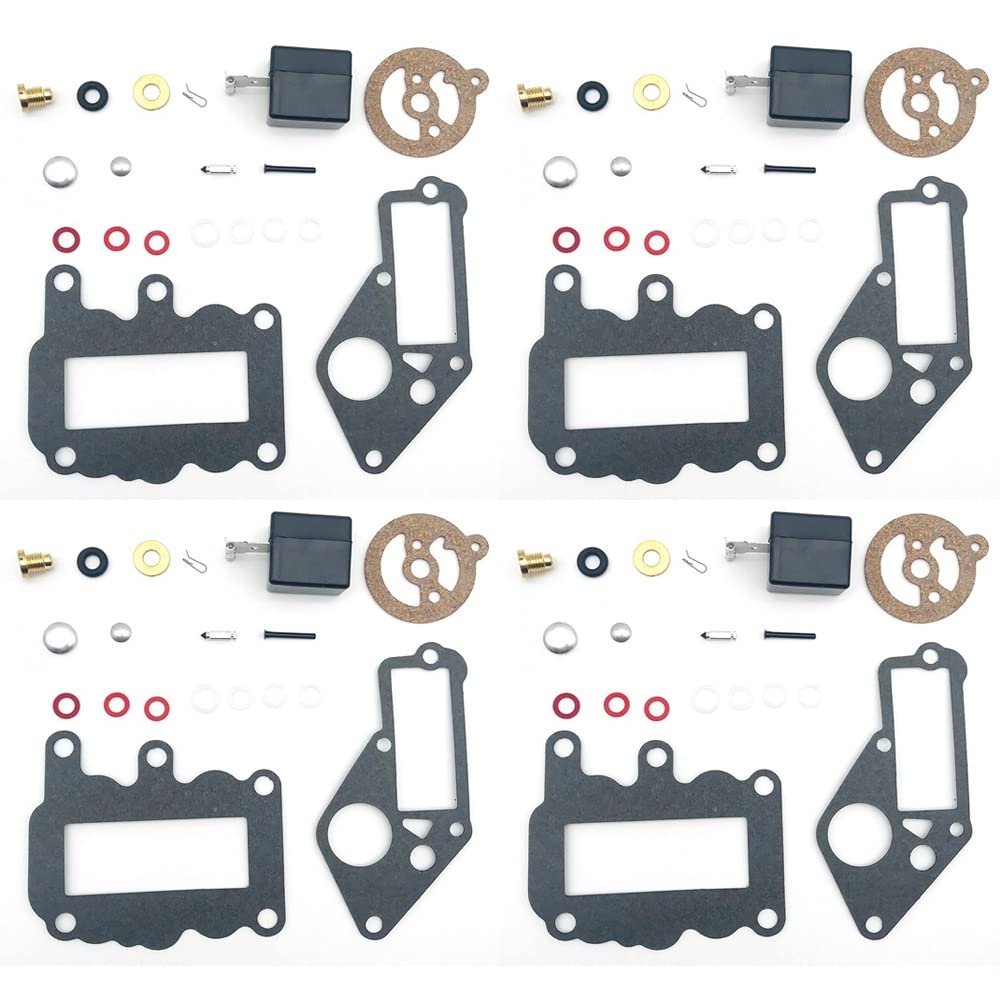 Vergaser-Umbausatz für Außenbordmotor 9,5 PS 1964–1973 382048 379154 BRP/OMC Ersatzdichtungen, Schwimmernadel-Sitzventil (4 Set) von HAYGTRE