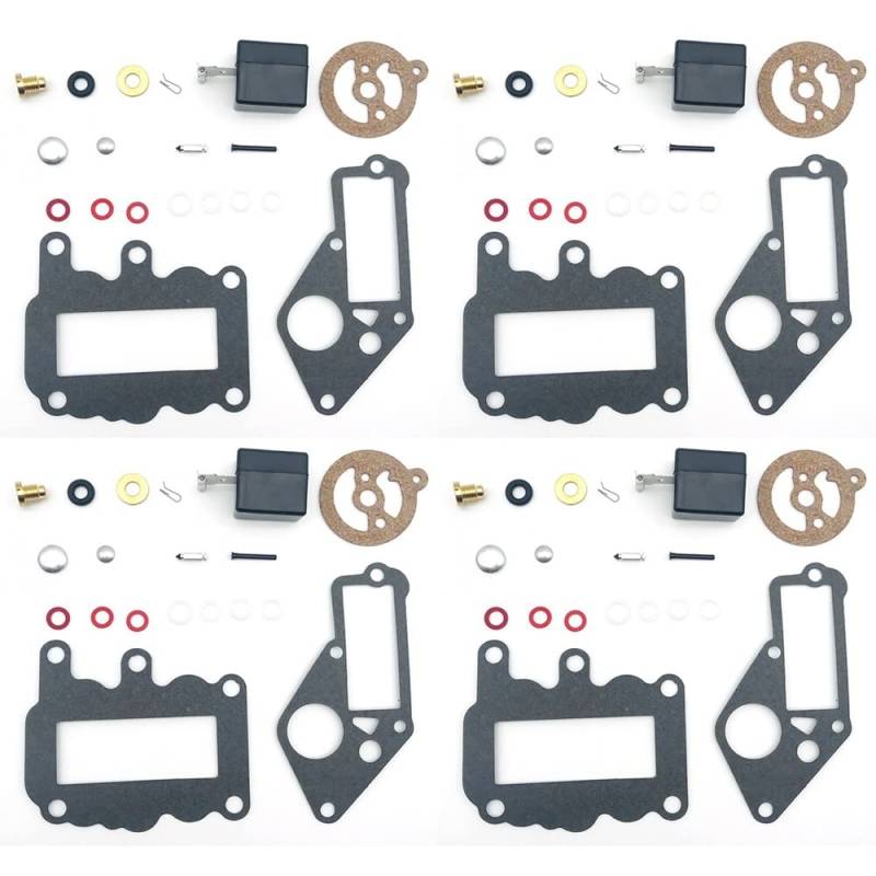 Vergaser-Umbausatz für Außenbordmotor 9,5 PS 1964–1973 382048 379154 BRP/OMC Ersatzdichtungen, Schwimmernadel-Sitzventil (4 Set) von HAYGTRE