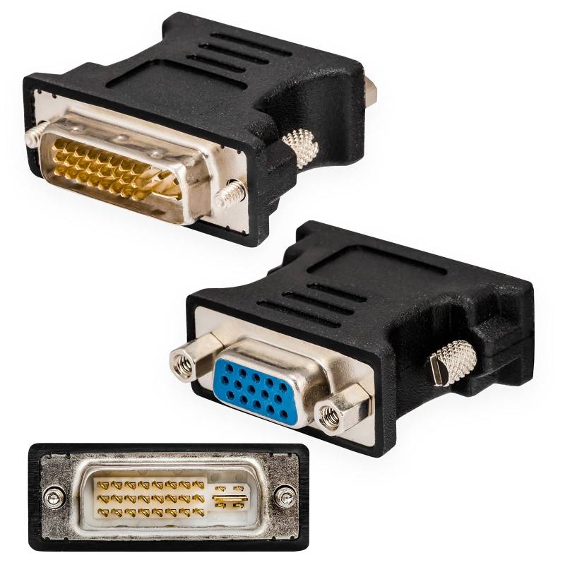 DVI-I zu VGA 24+5 Adapter Stecker Buchse passiver Monitoradapter D-SUB Analog DVI-I-Stecker 24+5 / VGA-Buchse Dual-Link Weiche Anschuss für Monitor TFT PC Beamer Computer Grafikkarte von HB-DIGITAL