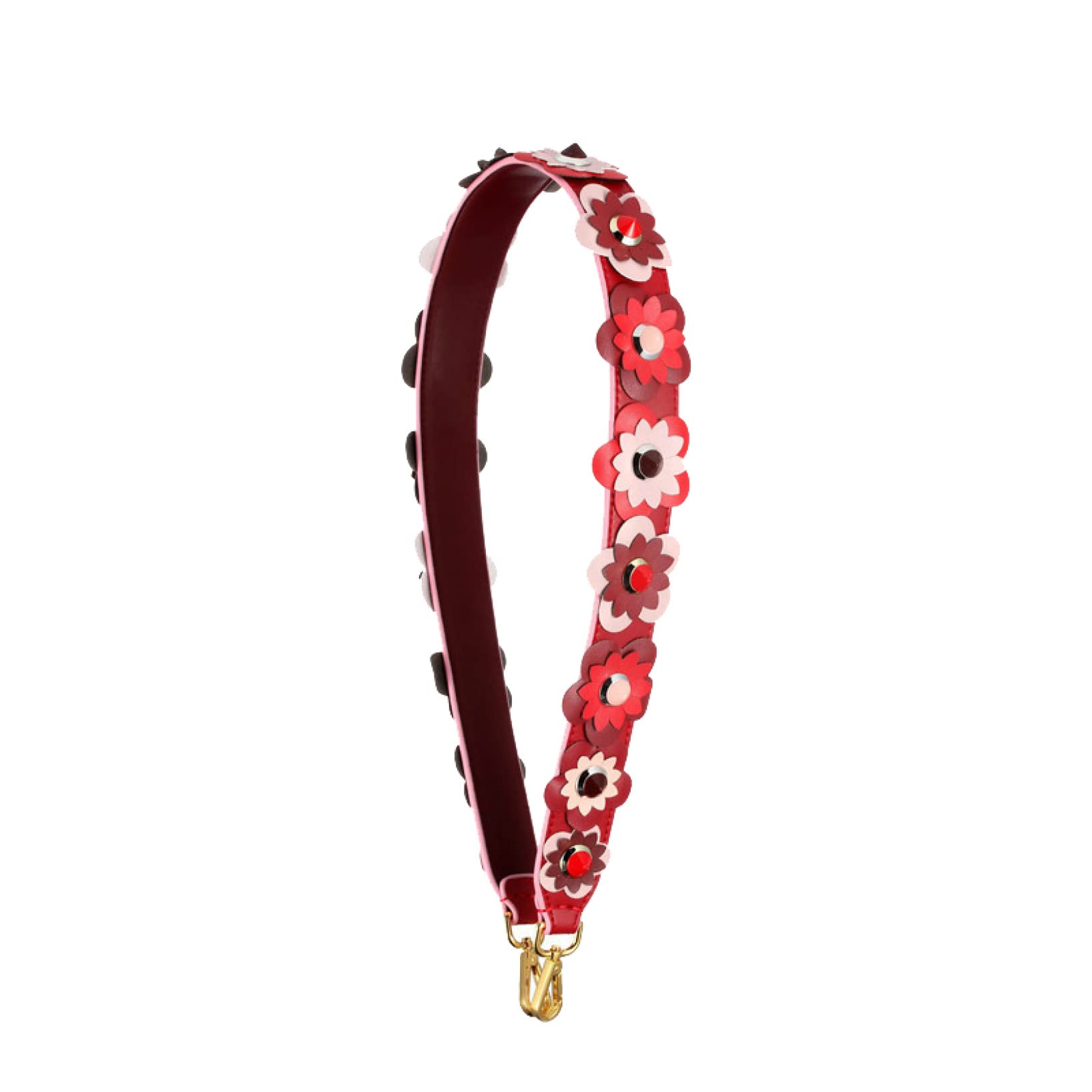 Ersatz-Kettenriemen, Womens Flower Jewel Decor Leather Purse Chain Strap for Handbag Handle Fashion Shoulder Straps for Bag Lady Wallet Accessory(Red Wine Red Flower) von HBALDTEDC