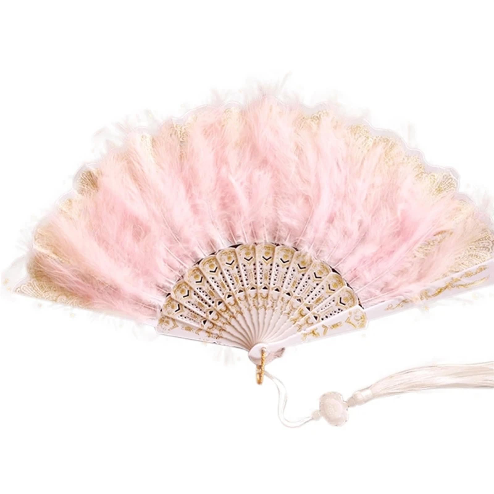 Federfächer Flapper Folding, Faltende Federfächer Braut Hochzeit Handfächer Feder Faltfächer Rot Weiß Kunsthandwerk Mädchen Tanzfächer Geschenk Party Home Decor Feder(Pink) von HBALDTEDC