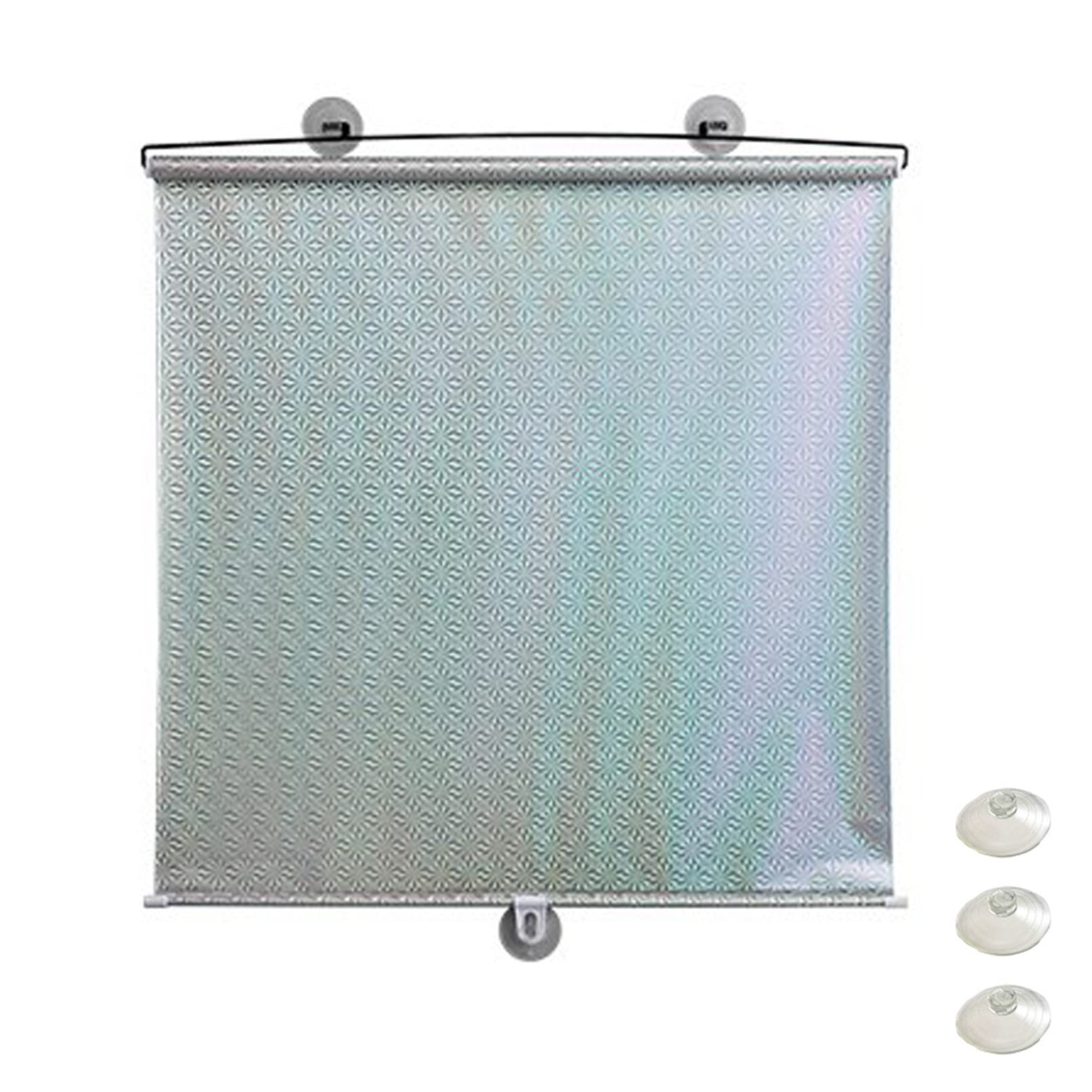 Rollo Fenster Rollo,Verdunkelungsrollos, Sonnenschutz-Verdunkelungsvorhang mit Saugnäpfen, Rollos mit Saugnäpfen, temporärer tragbarer Fenstervorhang, wärmeisoliert(Silver,40x60cm/15.7x24in) von HBALDTEDC