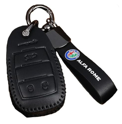 Autoschlüssel Hülle für Alfa Romeo Stelvio Giulia, Schlüsselhülle Schlüsselcover Schutz Schlüssel Gehäuse, Stoßfest Kratzfest Auto Schlüsselgehäuse Schlüsselanhänger,A Black-1 von HBANMK