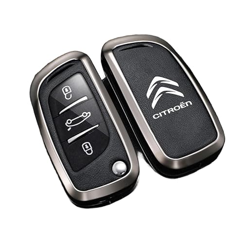 Autoschlüssel Hülle für Citroen C5 DS4S DS5LS DS6 C4, Schlüsselhülle Schlüsselcover Schutz Schlüssel Gehäuse, Stoßfest Kratzfest Auto Schlüsselgehäuse Schlüsselanhänger,F Black1-1 von HBANMK