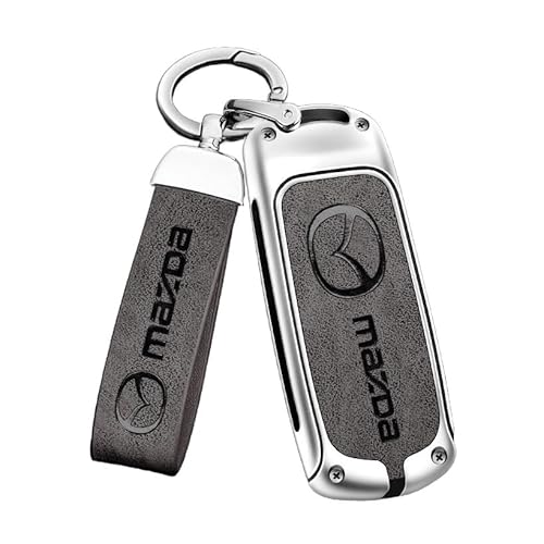 Autoschlüssel Hülle für Mazda Atenza CX4 CX8 3 Axela CX5, Schlüsselhülle Schlüsselcover Schutz Schlüssel Gehäuse, Stoßfest Kratzfest Auto Schlüsselgehäuse Schlüsselanhänger,D Grey1-2 von HBANMK