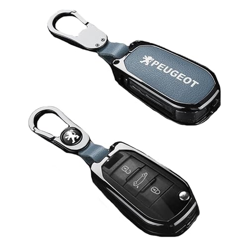 Autoschlüssel Hülle für Peugeot 308 207 301 408 508 3008 2008, Schlüsselhülle Schlüsselcover Schutz Schlüssel Gehäuse, Stoßfest Kratzfest Auto Schlüsselgehäuse Schlüsselanhänger,B Blue von HBANMK