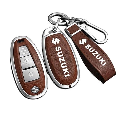 Autoschlüssel Hülle für Suzuki Vitara S-cross Alivio SX4, Schlüsselhülle Schlüsselcover Schutz Schlüssel Gehäuse, Stoßfest Kratzfest Auto Schlüsselgehäuse Schlüsselanhänger,C Brown von HBANMK