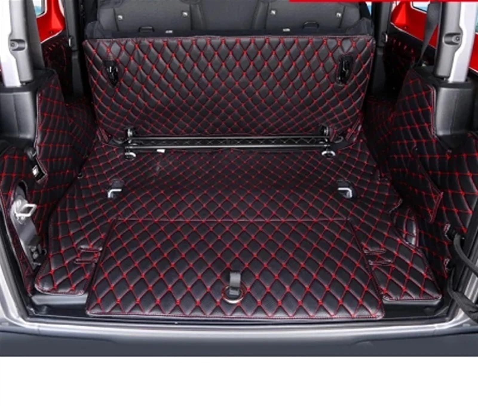 HBIS Kofferraumwanne Kompatibel Mit Hyundai Für Grand Für Santa Fe 7 Sitze 2013 2014 2015 2016 2017 2018 Kofferraummatten Kofferraumteppiche Liner Bodenschutz Schutzablage(Red) von HBIS