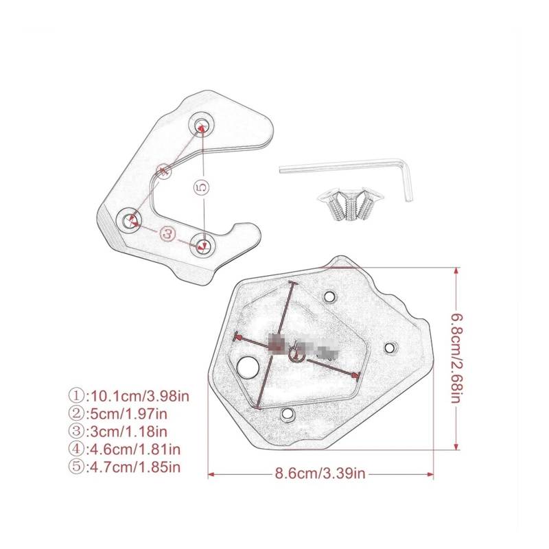 Für B&enelli Für Leoncino 500 250 Für Leoncino500 BJ500 BJ250 300 Motorrad Fußseitenständer Vergrößerungsplatte Kickstand Vergrößern Erweiterung(Red) von HBJzxlOK