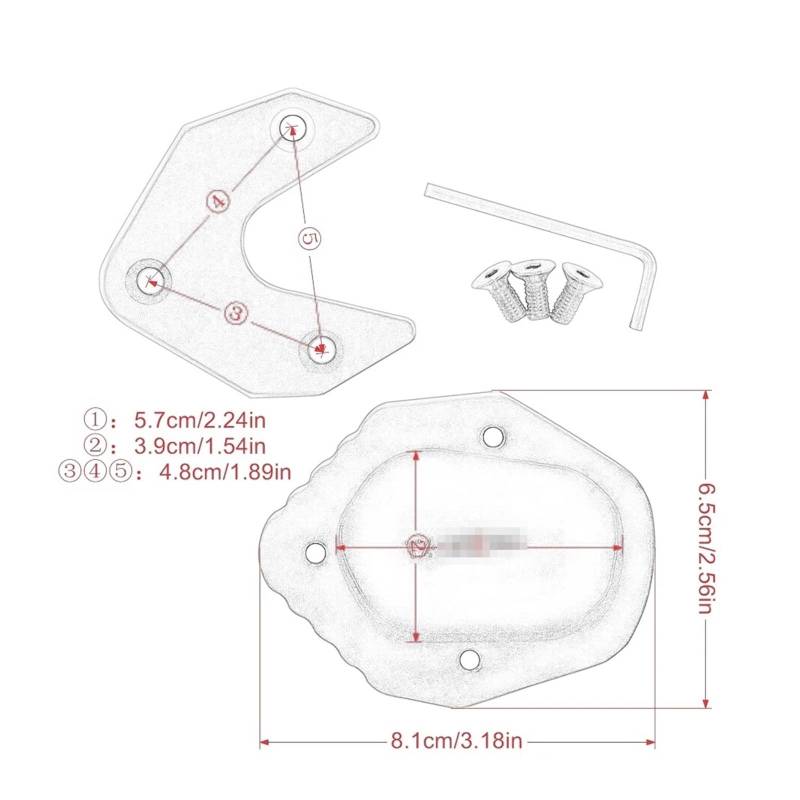 Für C&FMOTO 400GT 400 GT GT400 650GT 650 Motorrad Ständer CNC Fußseitenständerverlängerung Vergrößerungsplatte Stützpolster(Gold) von HBJzxlOK