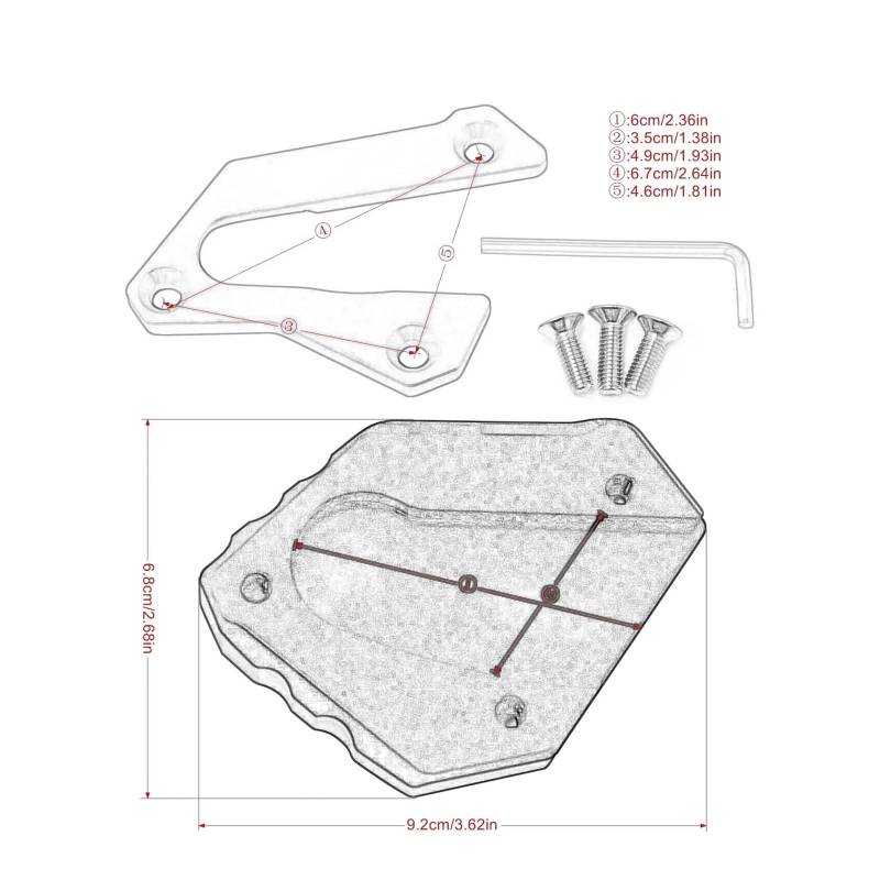 Für H&ONDA Für Goldwing 1800 GL 1800 F6B GL1800 2018-2023 Motorrad CNC Kickstand Fuß Seitenständer Vergrößern Verlängerung Stützpolster(Noir) von HBJzxlOK