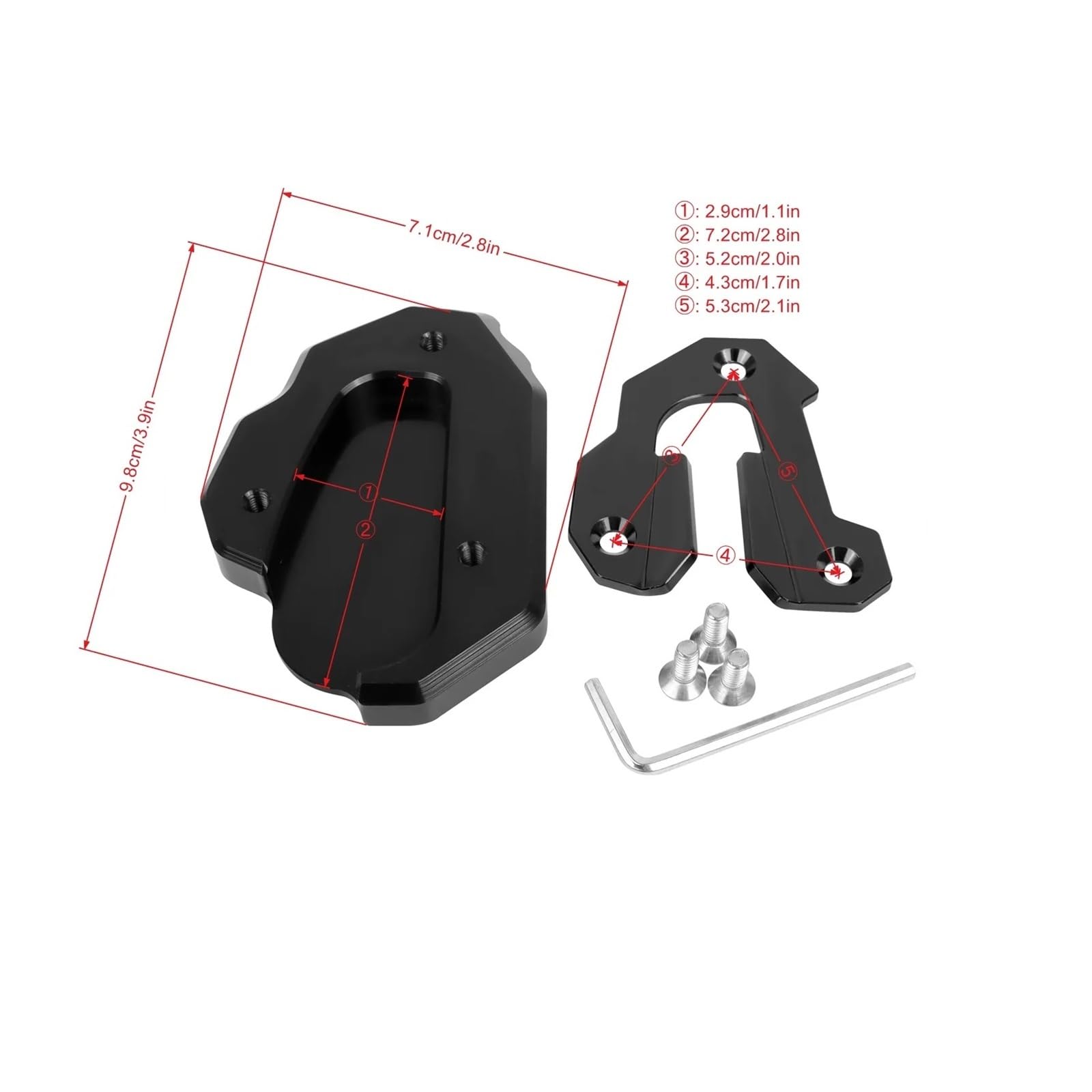 Für H&ONDA Für Goldwing 1800 GL 1800 F6B GL1800 2020-2023 Motorrad Kickstand Fuß Seitenständer Verlängerung Pad Vergrößern Stützplatte(Red) von HBJzxlOK