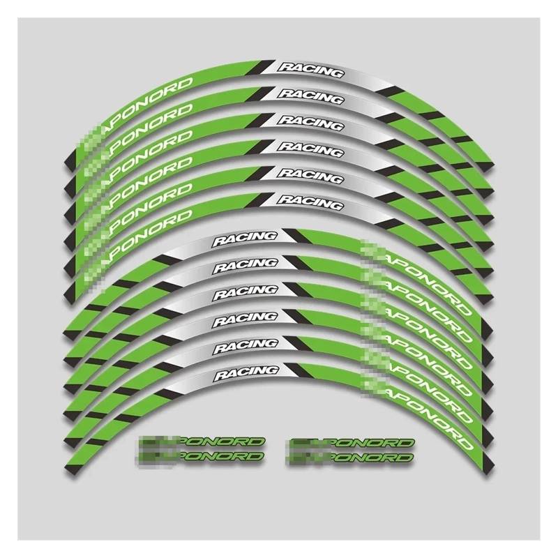 HBJzxlOK Für A&prilia Für C&APONORD 1200 17 Zoll Motorrad Aufkleber Felgenaufkleber Räder Nabe Reflektierende Streifen Klebeband Set(Green B1) von HBJzxlOK