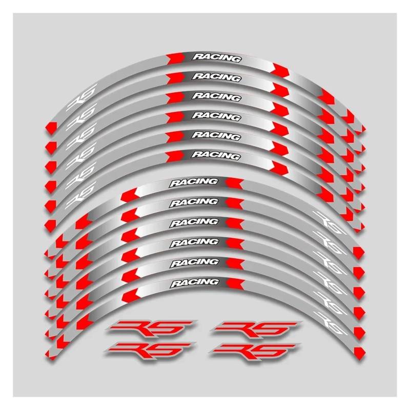 HBJzxlOK Für A&prilia RS 125 Rs125 17 Zoll Motorrad Aufkleber Felge Reifen Wasserdicht Aufkleber Räder Nabe Reflektierende Streifen Klebeband Set(Red A2) von HBJzxlOK