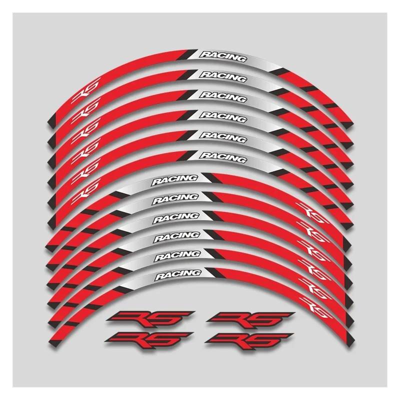 HBJzxlOK Für A&prilia RS 125 Rs125 17 Zoll Motorrad Aufkleber Felge Reifen Wasserdicht Aufkleber Räder Nabe Reflektierende Streifen Klebeband Set(Red B1) von HBJzxlOK