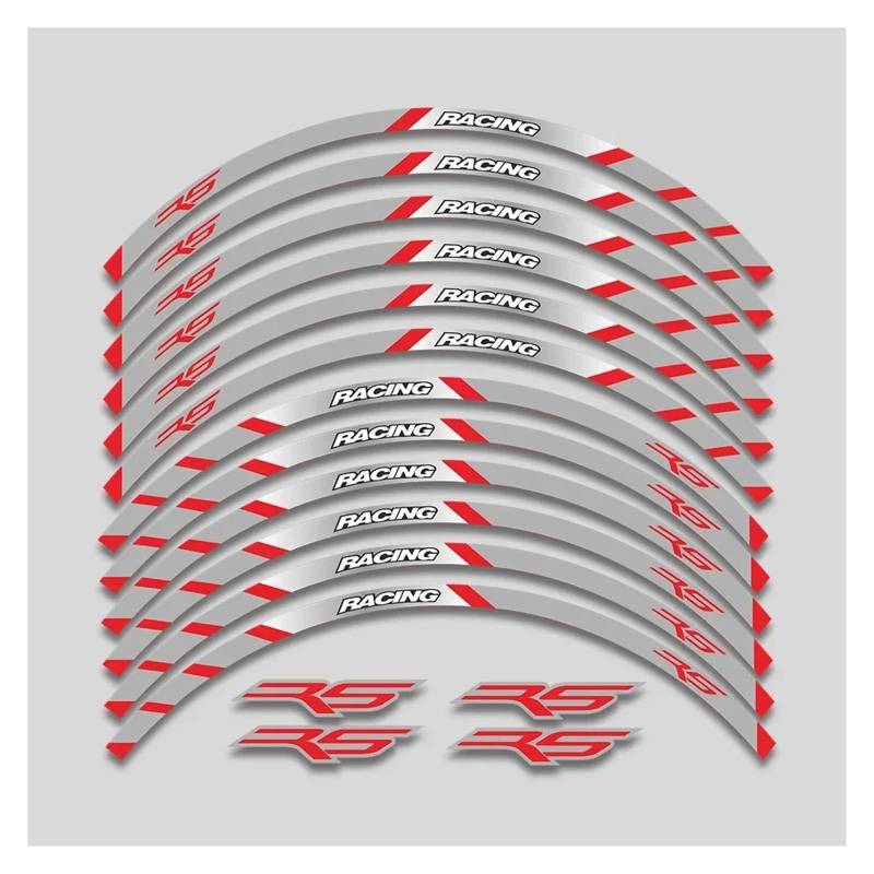 HBJzxlOK Für A&prilia RS 125 Rs125 17 Zoll Motorrad Aufkleber Felge Reifen Wasserdicht Aufkleber Räder Nabe Reflektierende Streifen Klebeband Set(Red B2) von HBJzxlOK