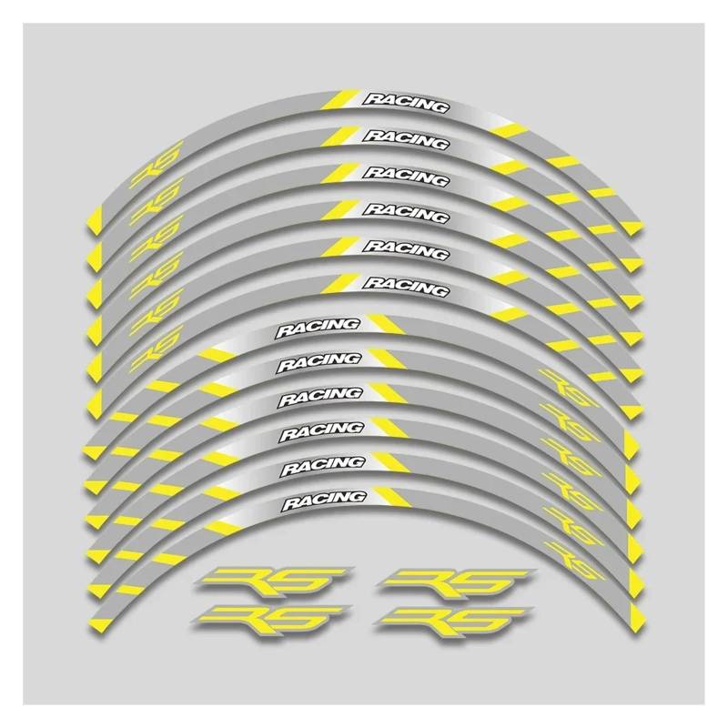 HBJzxlOK Für A&prilia RS 125 Rs125 17 Zoll Motorrad Aufkleber Felge Reifen Wasserdicht Aufkleber Räder Nabe Reflektierende Streifen Klebeband Set(Yellow B2) von HBJzxlOK