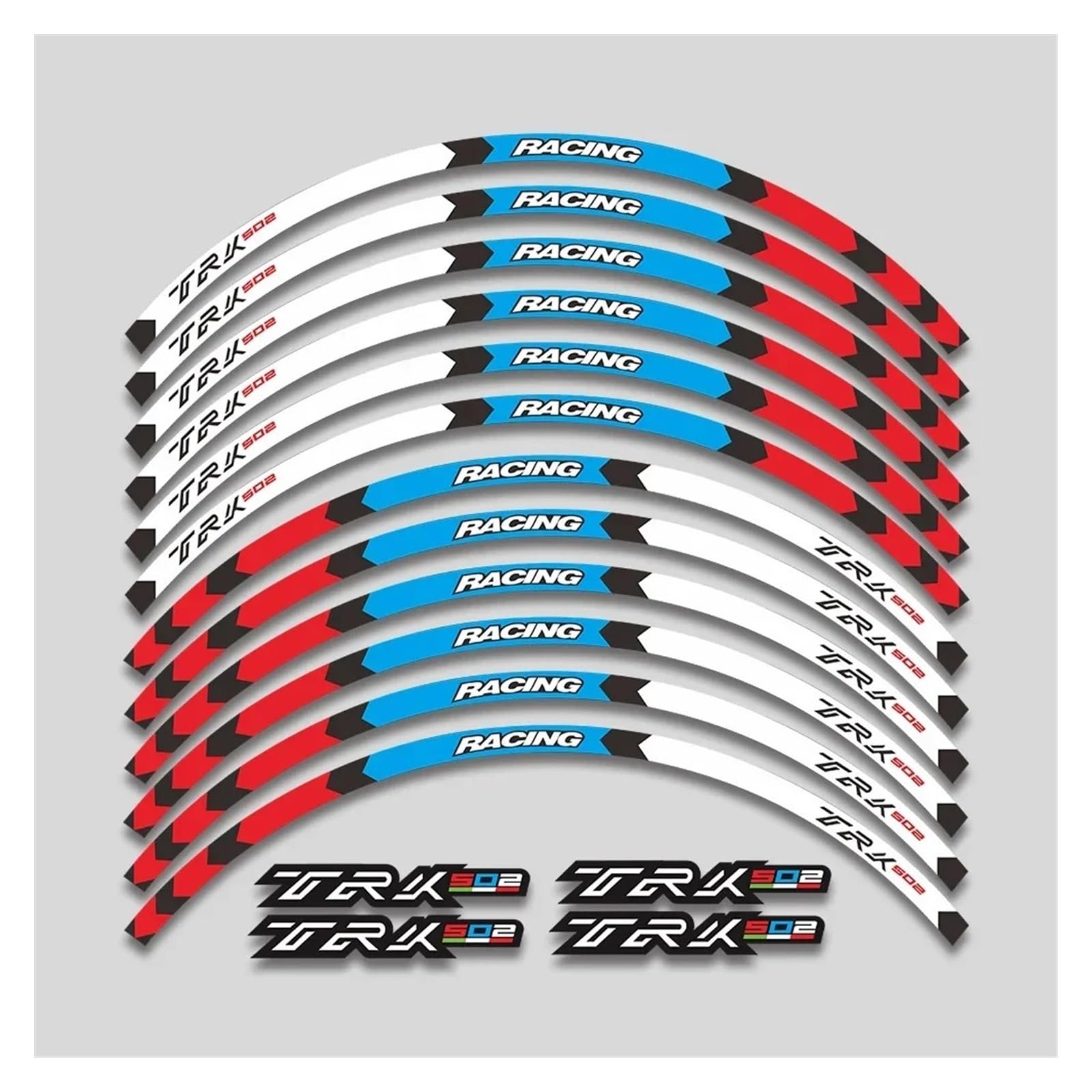 HBJzxlOK Für B&enelli TRK 502 Trk502 2016–2022, 17-Zoll-Motorrad-Aufkleber, Felgen-Reifen-Aufkleber, Räder, Nabe, reflektierende Streifen-Set(White Blue Red) von HBJzxlOK