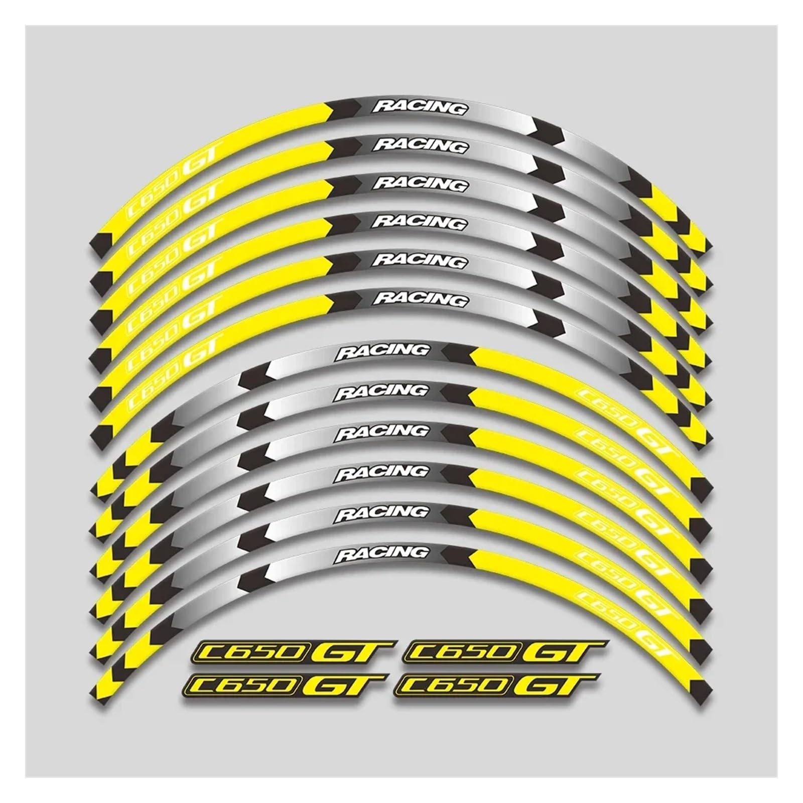 HBJzxlOK Für C650GT C 650GT 650 C650 Gt Motorrad Radnabe Aufkleber Felge Reflektierende Streifen Dekorative Aufkleber Band Set(1L A Yellow) von HBJzxlOK